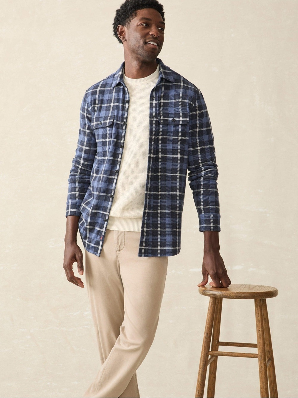 Faherty Legend Sweater Shirt - Blue Winds Plaid - Large
